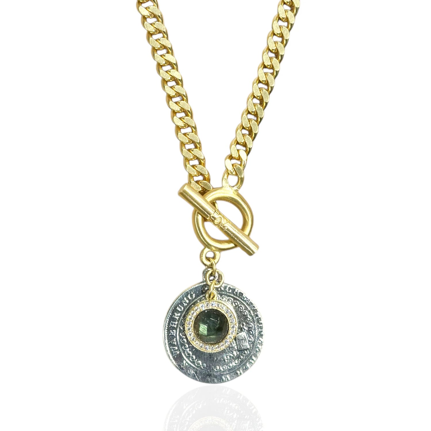 Gold Mesa Labradorite Charm Necklace