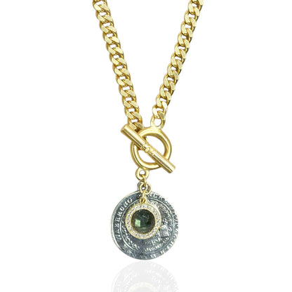 Gold Mesa Labradorite Charm Necklace