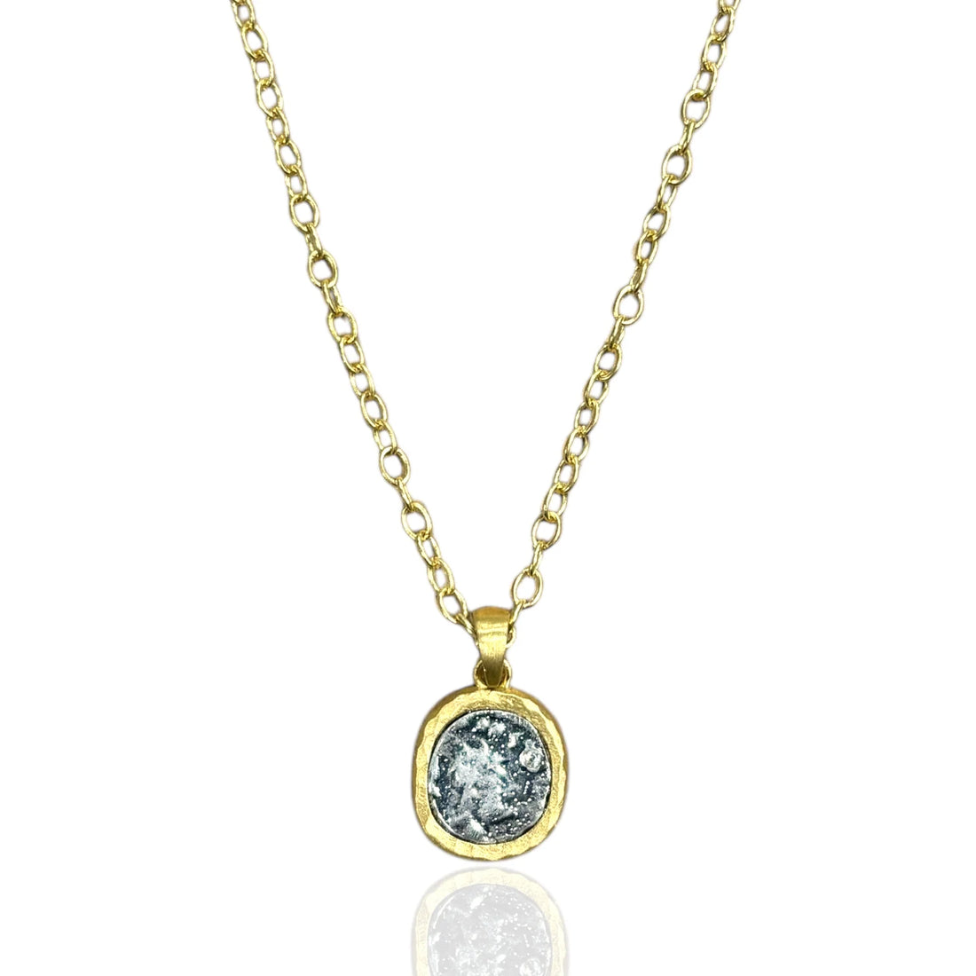 Gold Pavia Coin and Frame Necklace