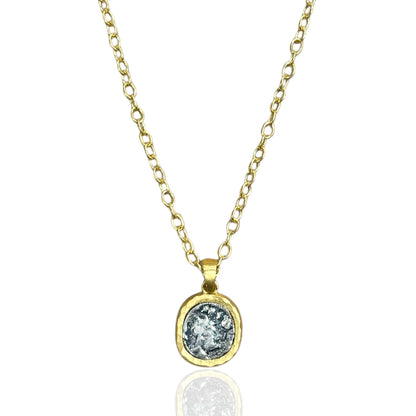 Gold Pavia Coin and Frame Necklace