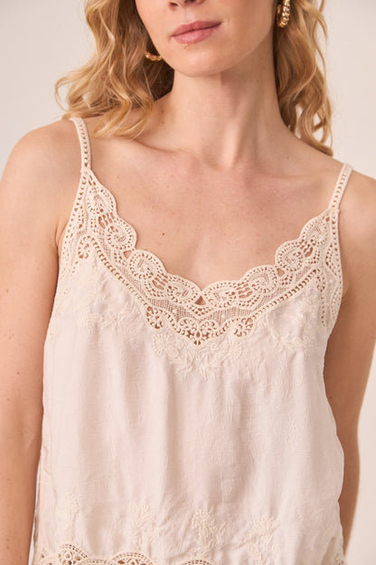 Ivory Tank Top with Matching Lace