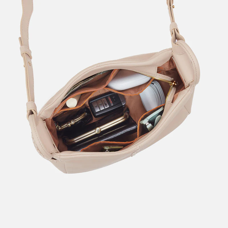 Pebbled Leather Crossbody with Gold Details