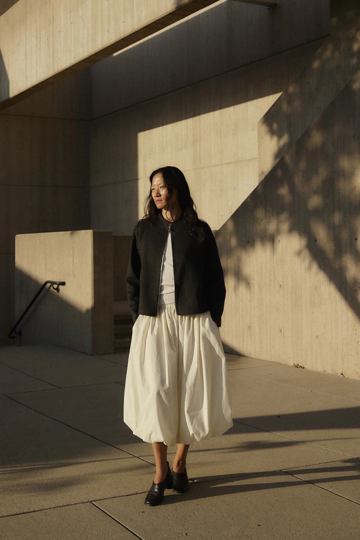 High Neckline and Oversized Jacket