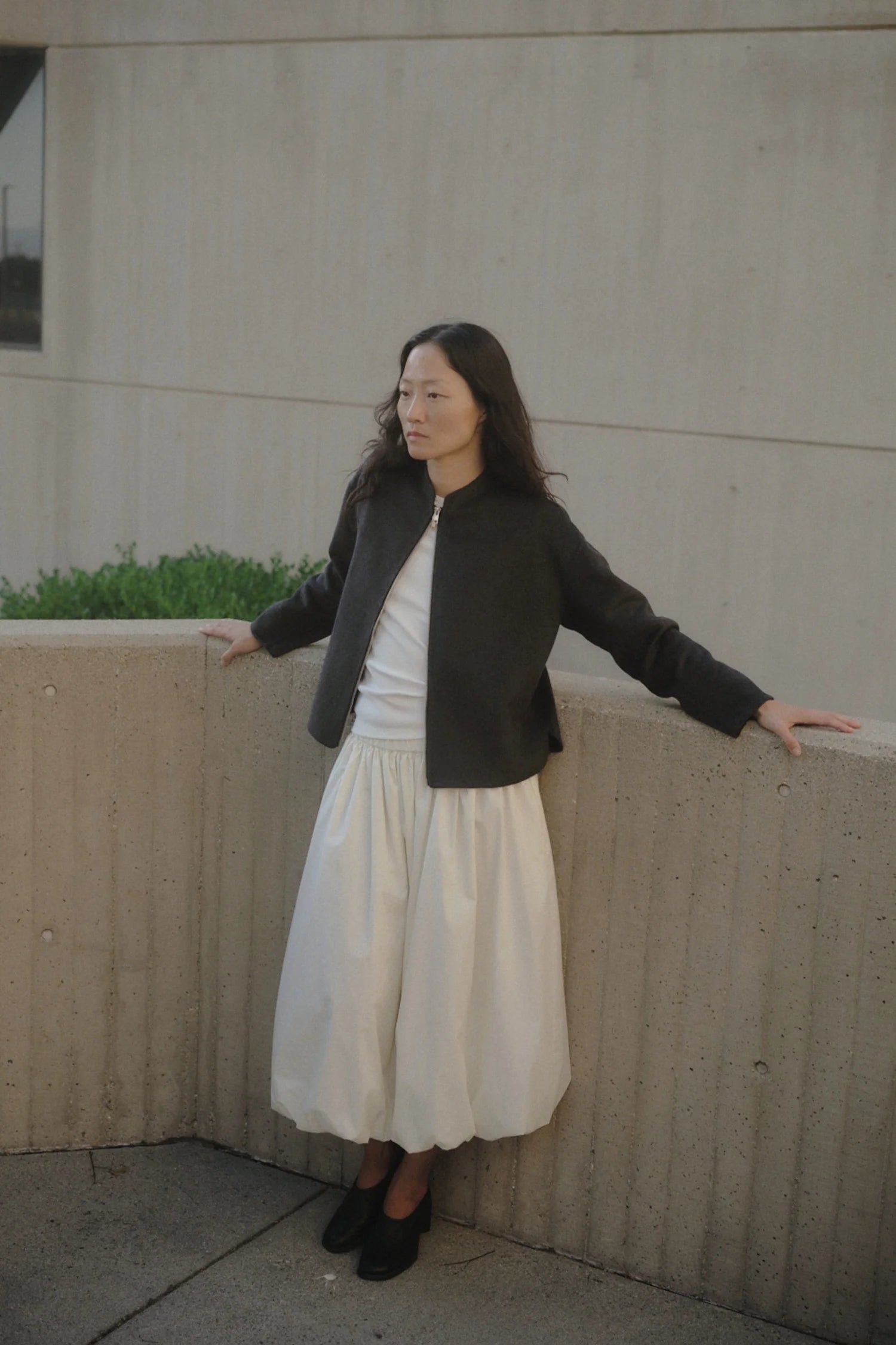 High Neckline and Oversized Jacket