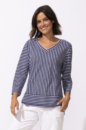 Santa Barbara Stripe Easy V Tee