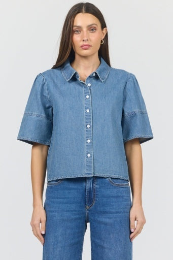 Irina Denim Short Sleeve Button Down