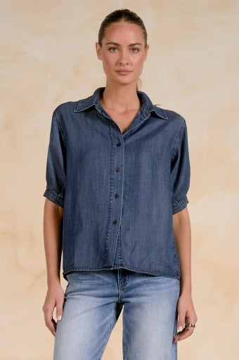 Casual Short-Sleeve Denim Top
