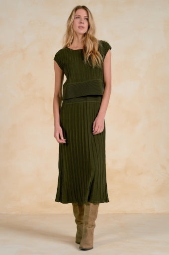 Olive Ribbed Knit Dress