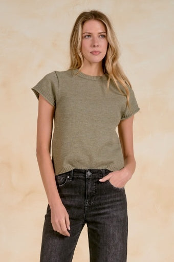 Cap-Sleeve Sweater Tee