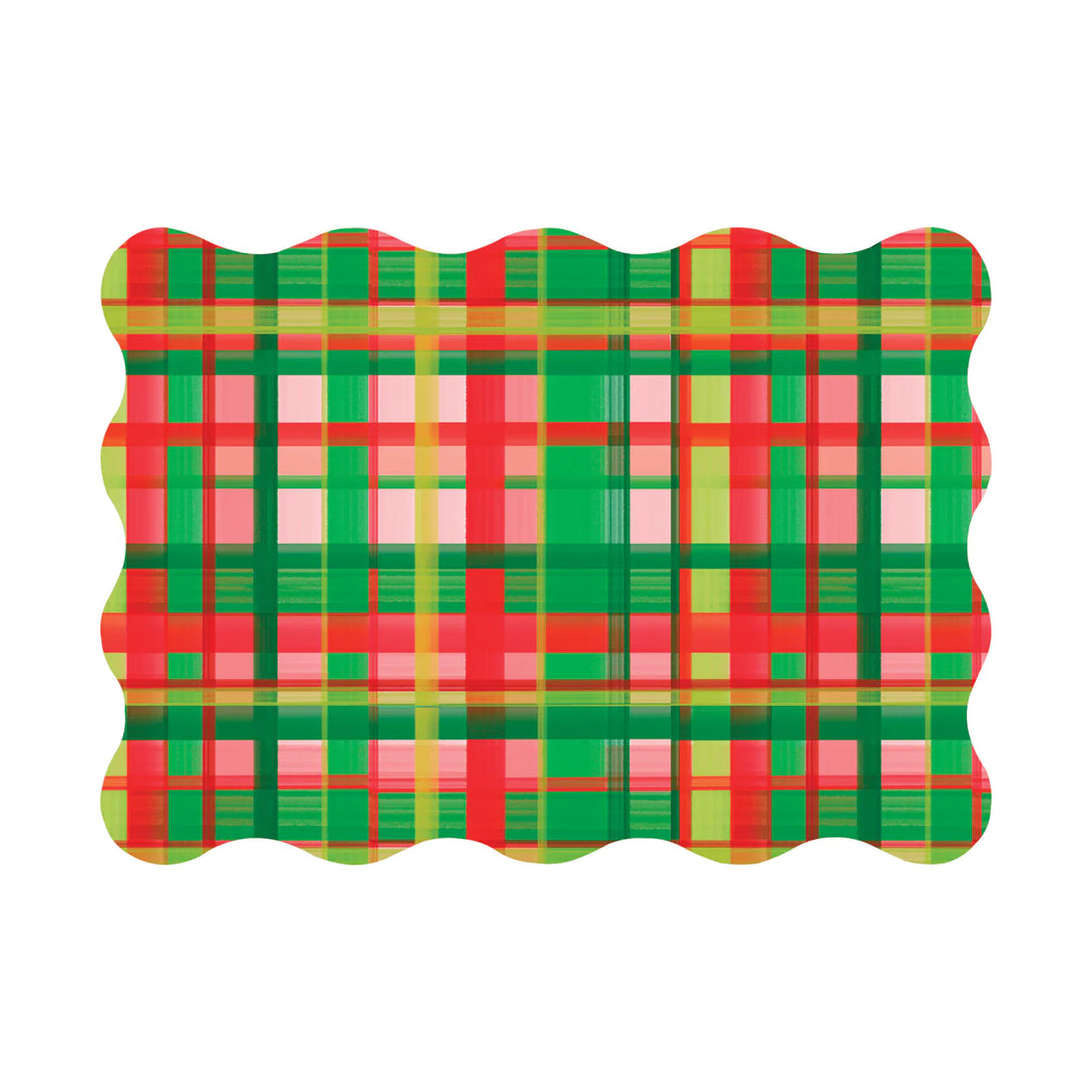 Holiday Plaid Rectangle Scalloped Paper Placemats