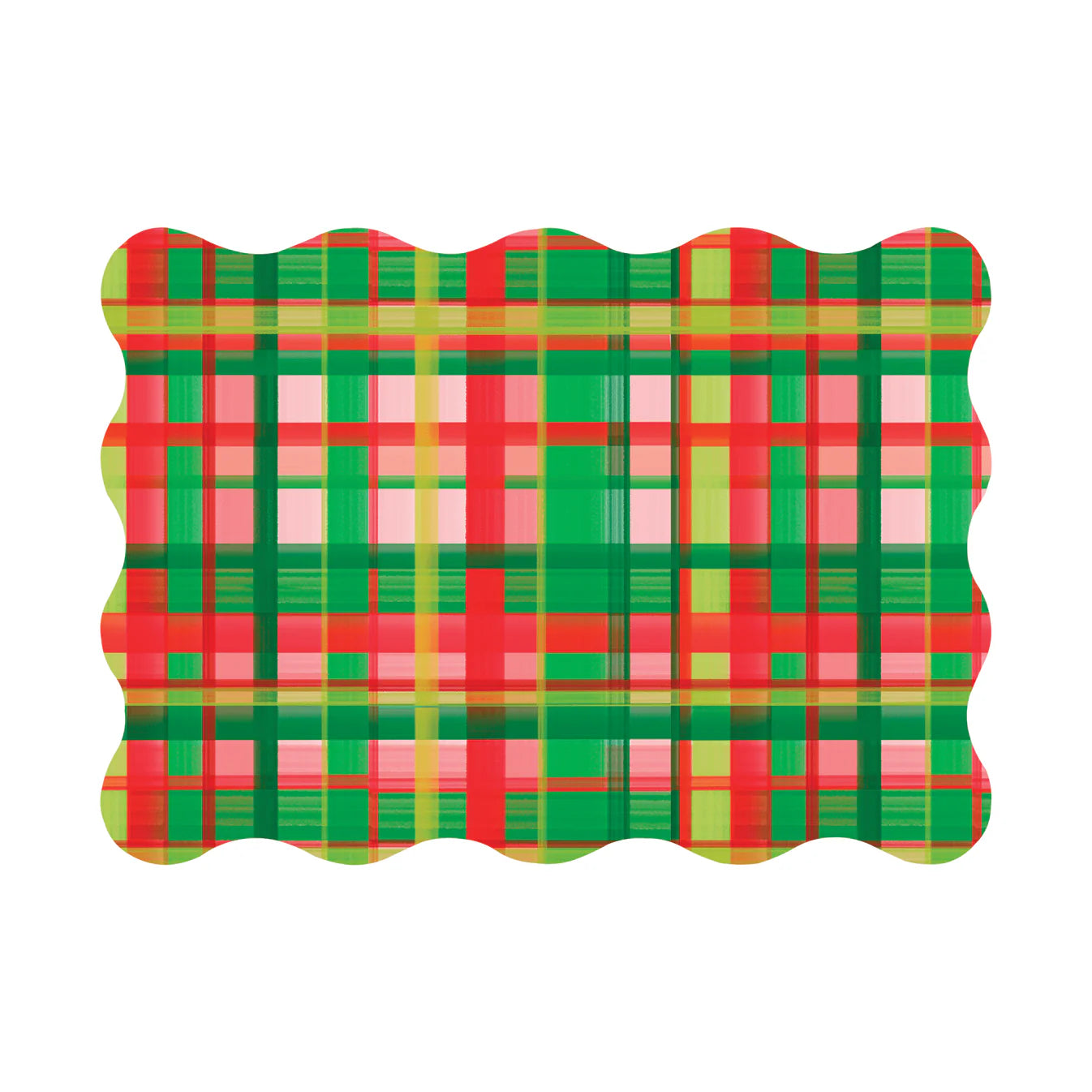 Holiday Plaid Rectangle Scalloped Paper Placemats