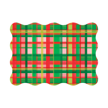 Holiday Plaid Rectangle Scalloped Paper Placemats