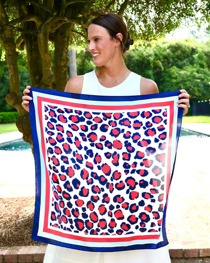 Red &amp; Navy Animal Print Scarf