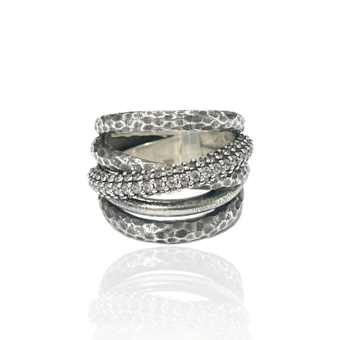 Vintage Silver Almora Layered Band Ring