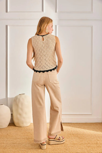 Scalloped Open-Knit Tank