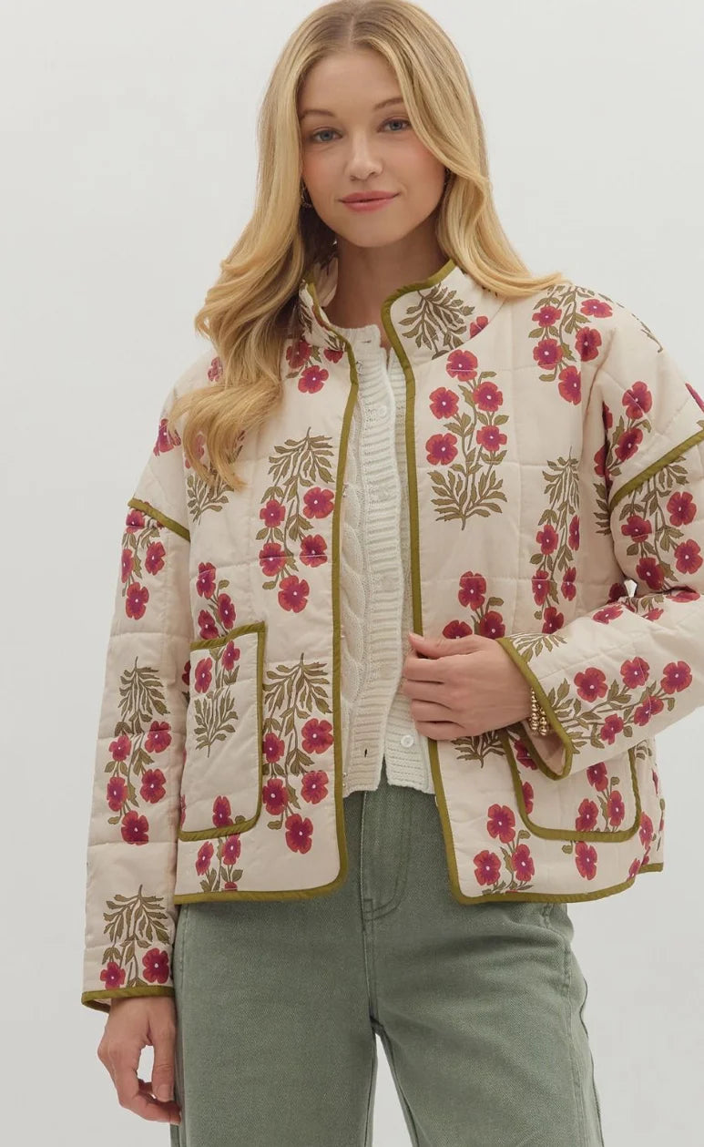 Ecru with Red Floral Jacket