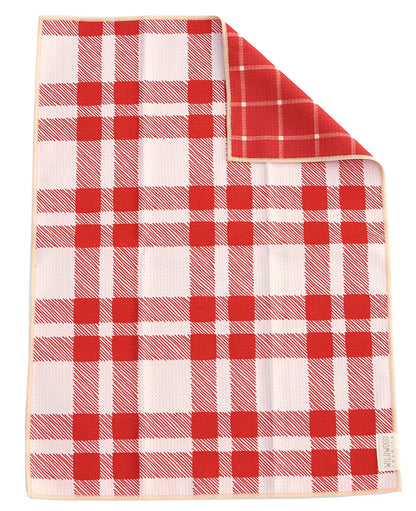 Red Plaid Microfiber Hand Towel