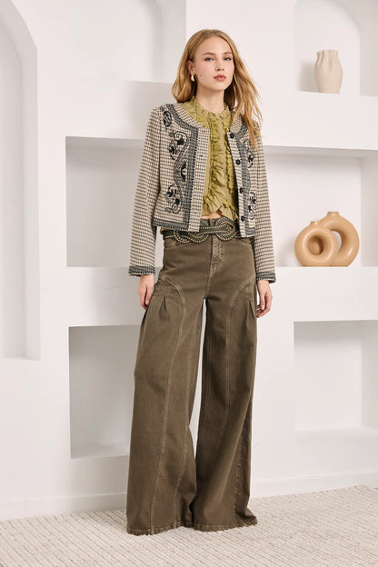 Wide-Leg Seamed Trouser
