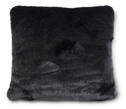 18 Inch Black Faux Fur Pillow