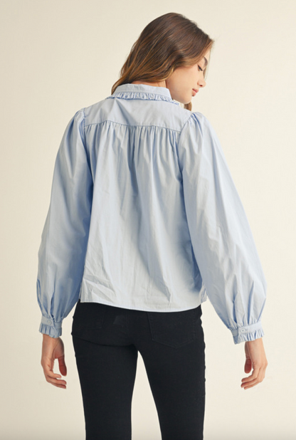 Vintage-Inspired Light Blue Button-Up