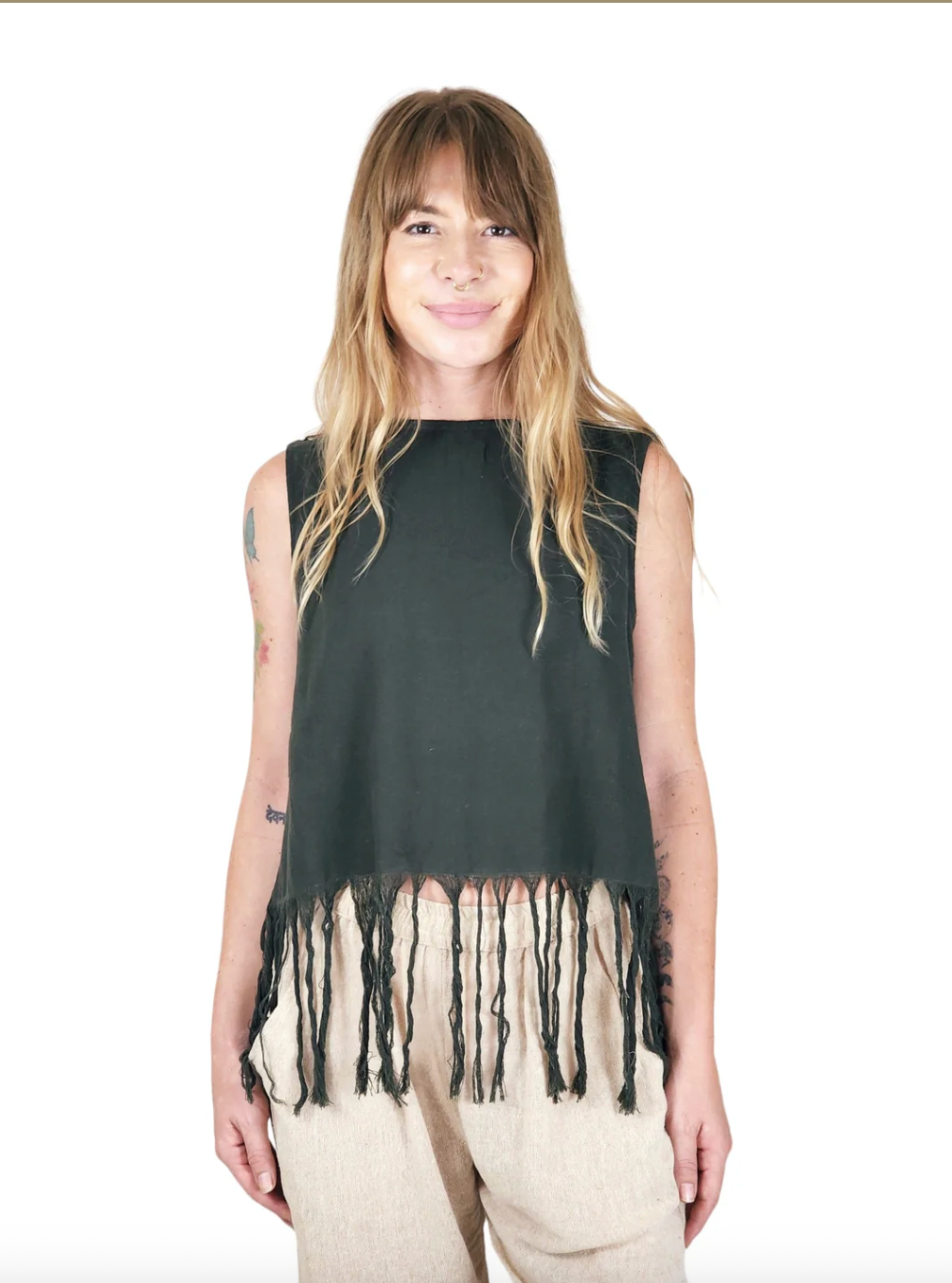 Sleeveless Fringe Top