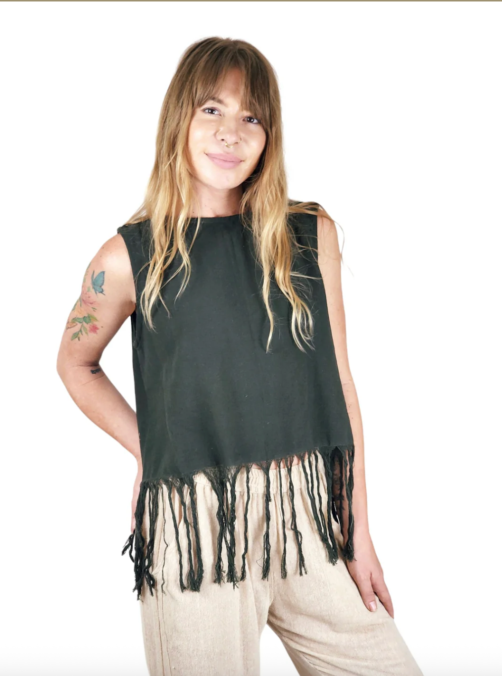 Sleeveless Fringe Top