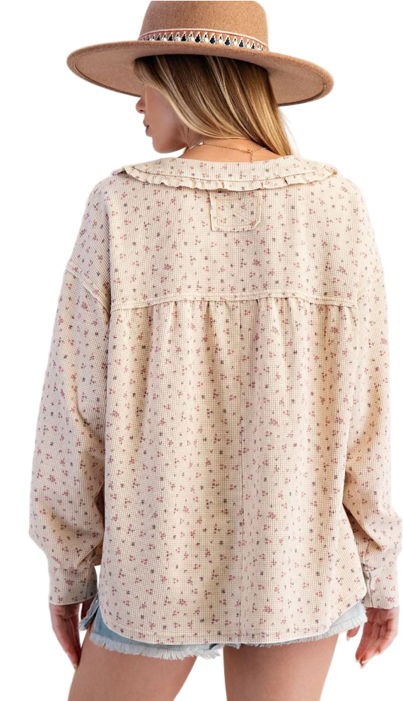 Floral Printed Thermal Washed Top