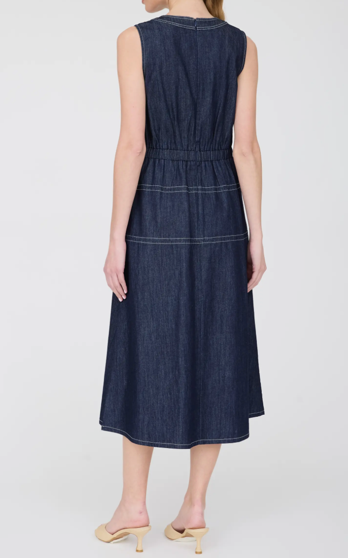 Sophisticated Denim Sleeveless Midi Dress