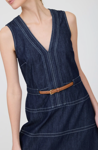 Sophisticated Denim Sleeveless Midi Dress