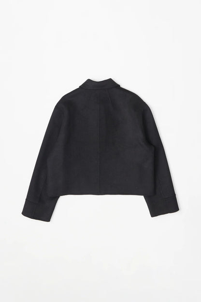 Wool Blended Cropped Boxy Jacket