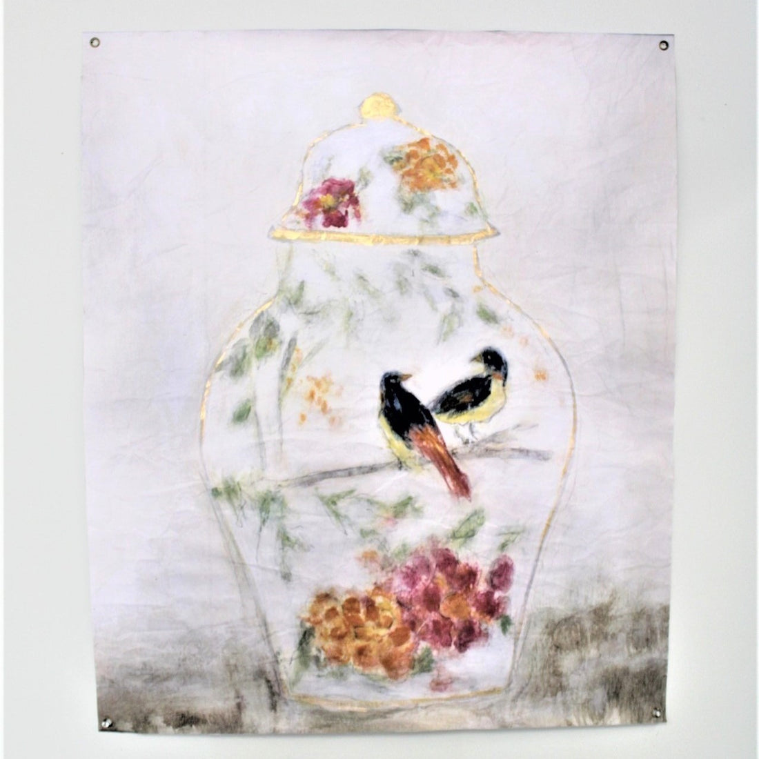 38x46&quot; Art Paper, Ginger Jar with Birds and Flowers