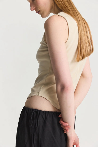 Sleeveless Henley Knit Top