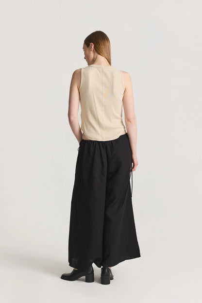Sleeveless Henley Knit Top