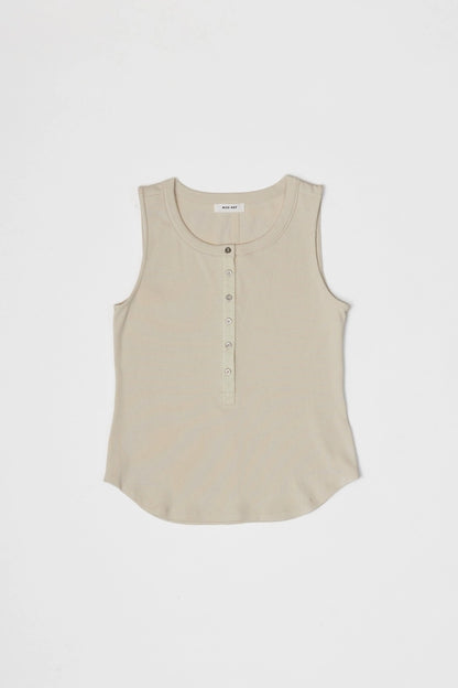 Sleeveless Henley Knit Top