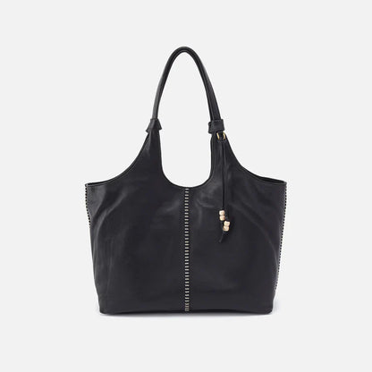 Large Black Tote with Stitching