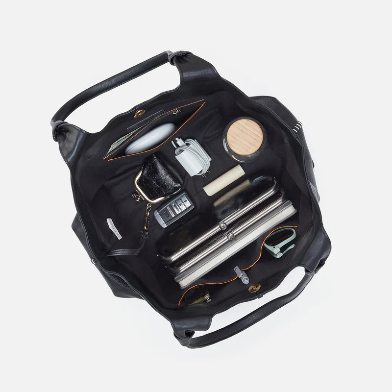 Large Black Tote with Stitching