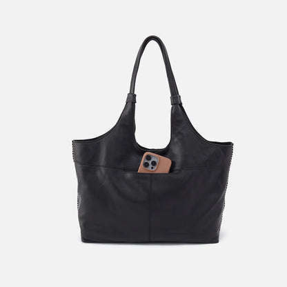 Large Black Tote with Stitching