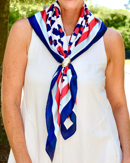 Red &amp; Navy Animal Print Scarf