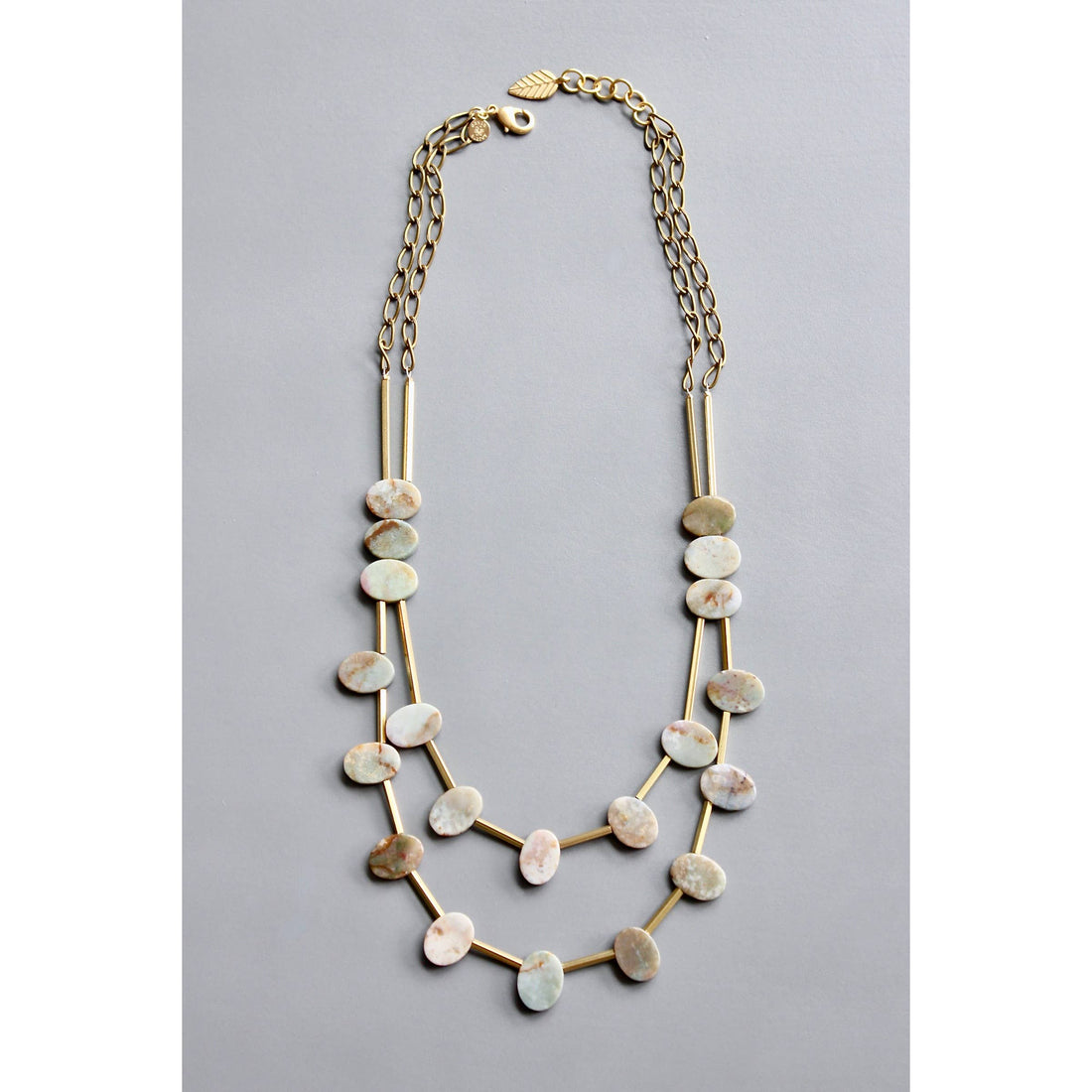 Jade and Brass Beaded Necklace