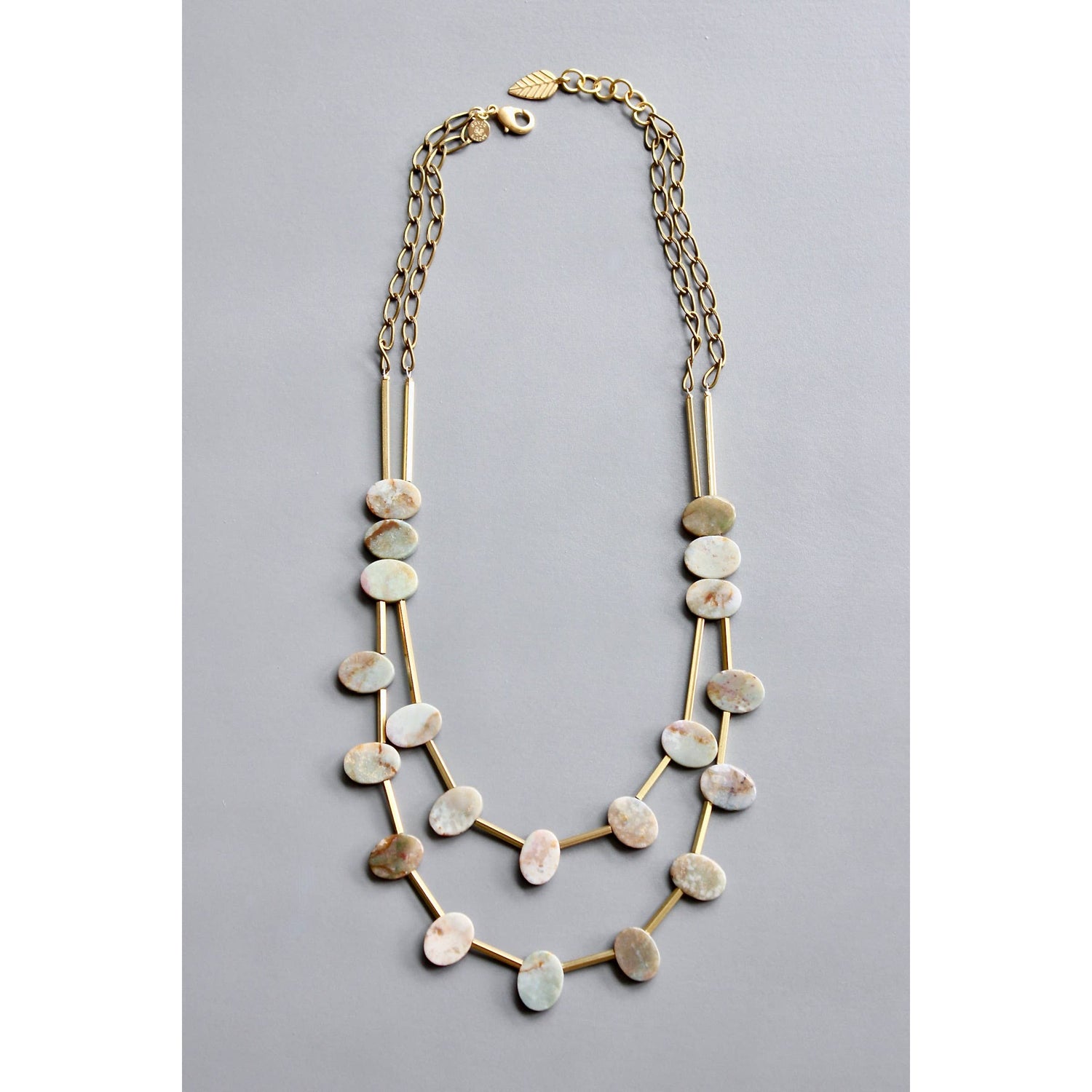 Jade and Brass Beaded Necklace