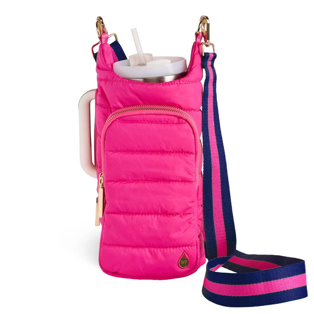 Bright Pink HydroBag Handle with Pink and Navy striped strap