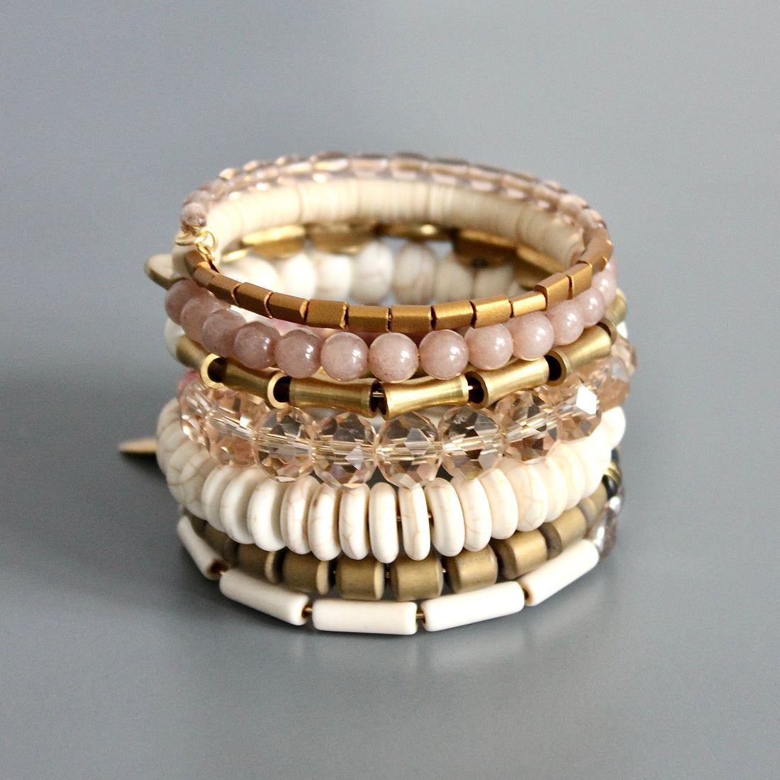 Mauve and White Wrap Bracelet