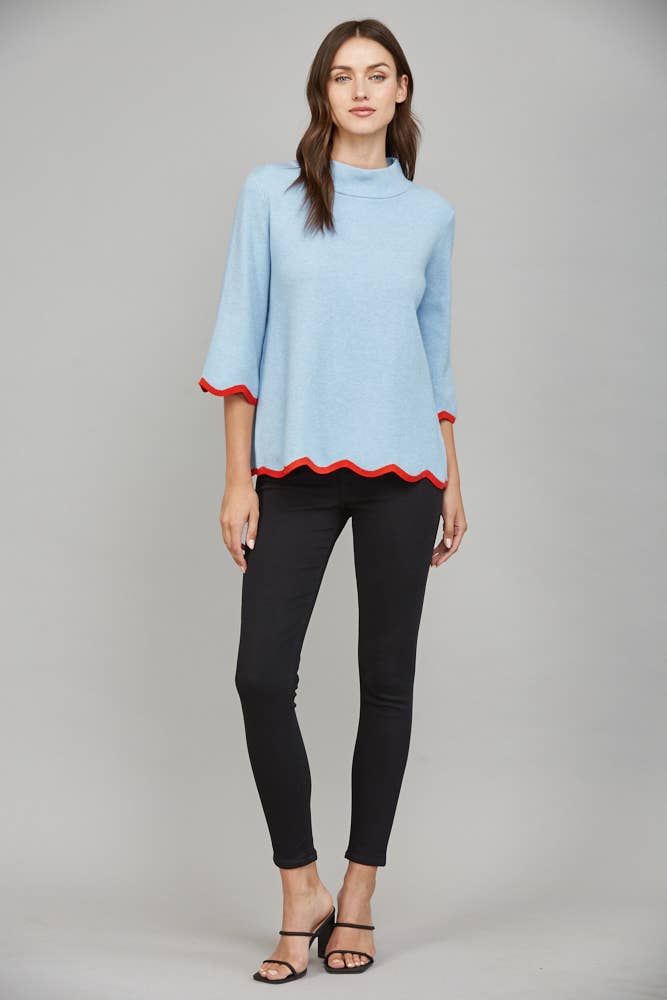 Scallop Edge Mock Neck