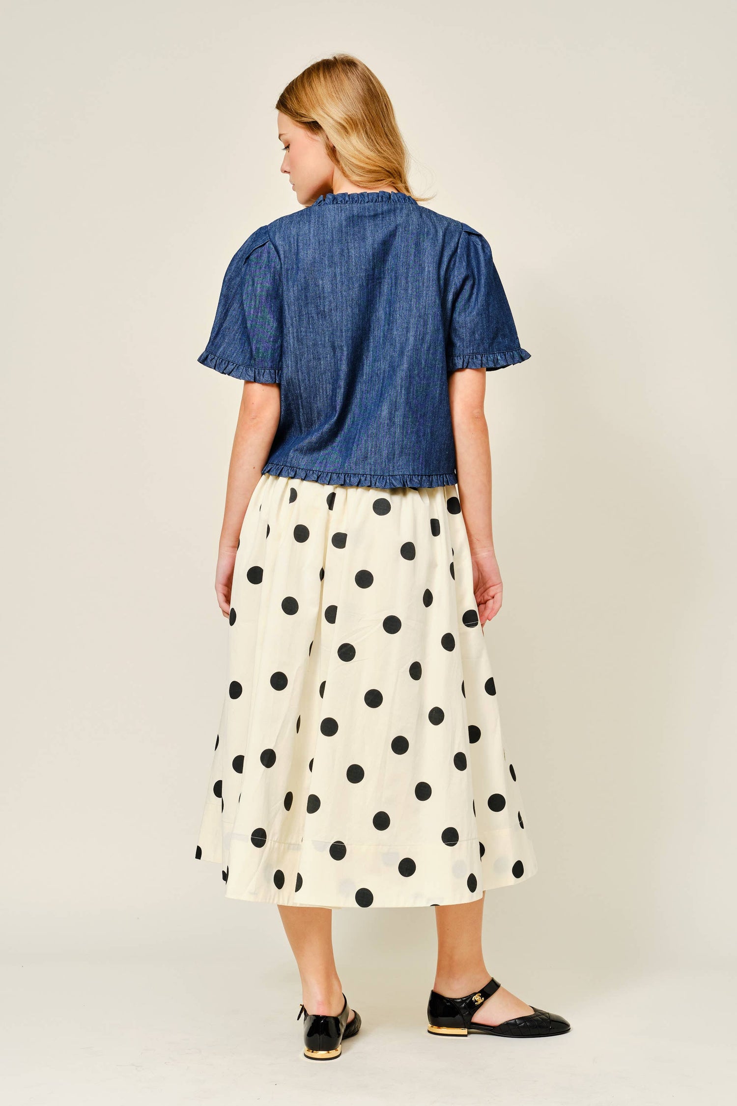Dot Print Full Midi Skirt
