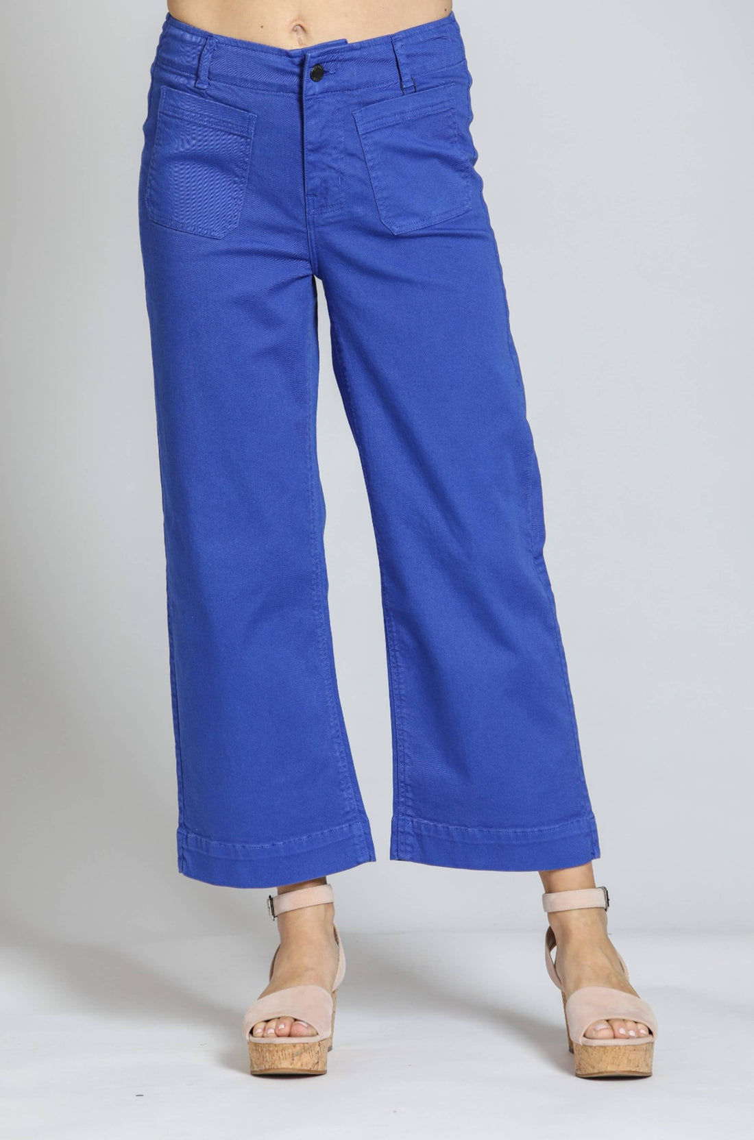 Cropped Wide Leg Pant With Patch Pockets