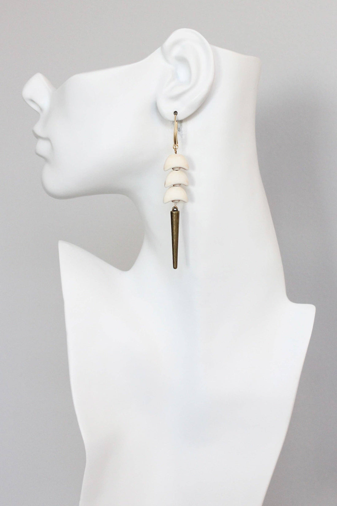 KYLE69 stacked crescents spike earrings