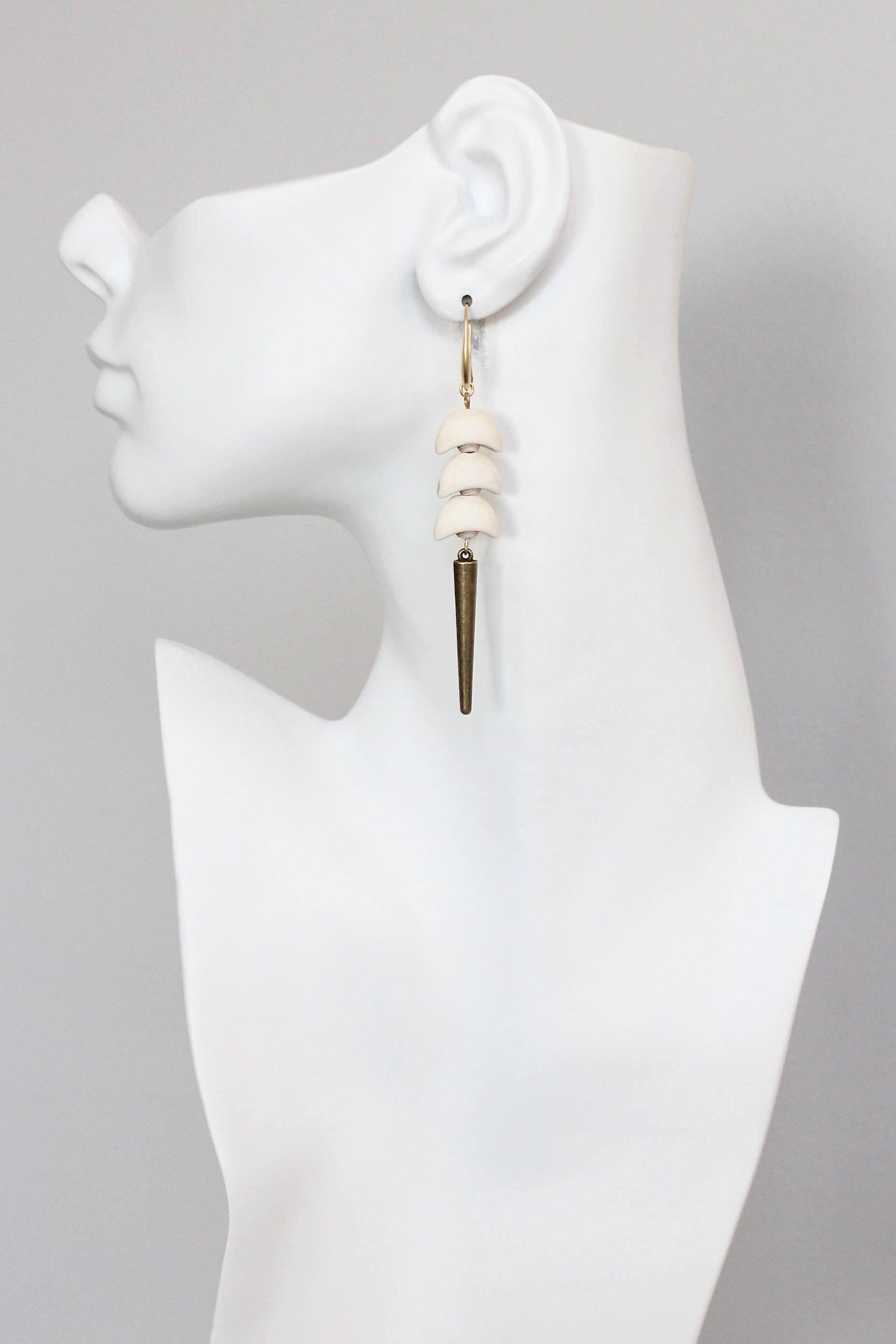 KYLE69 stacked crescents spike earrings