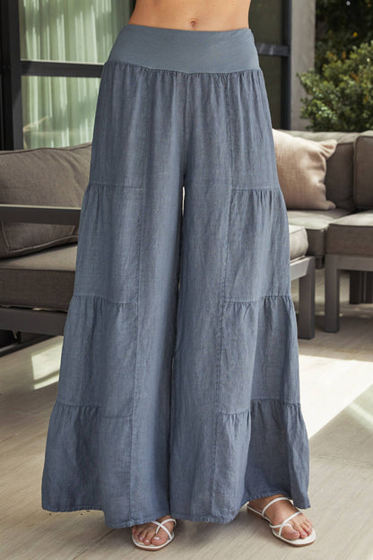 Linen Tiered Palazzo Pant