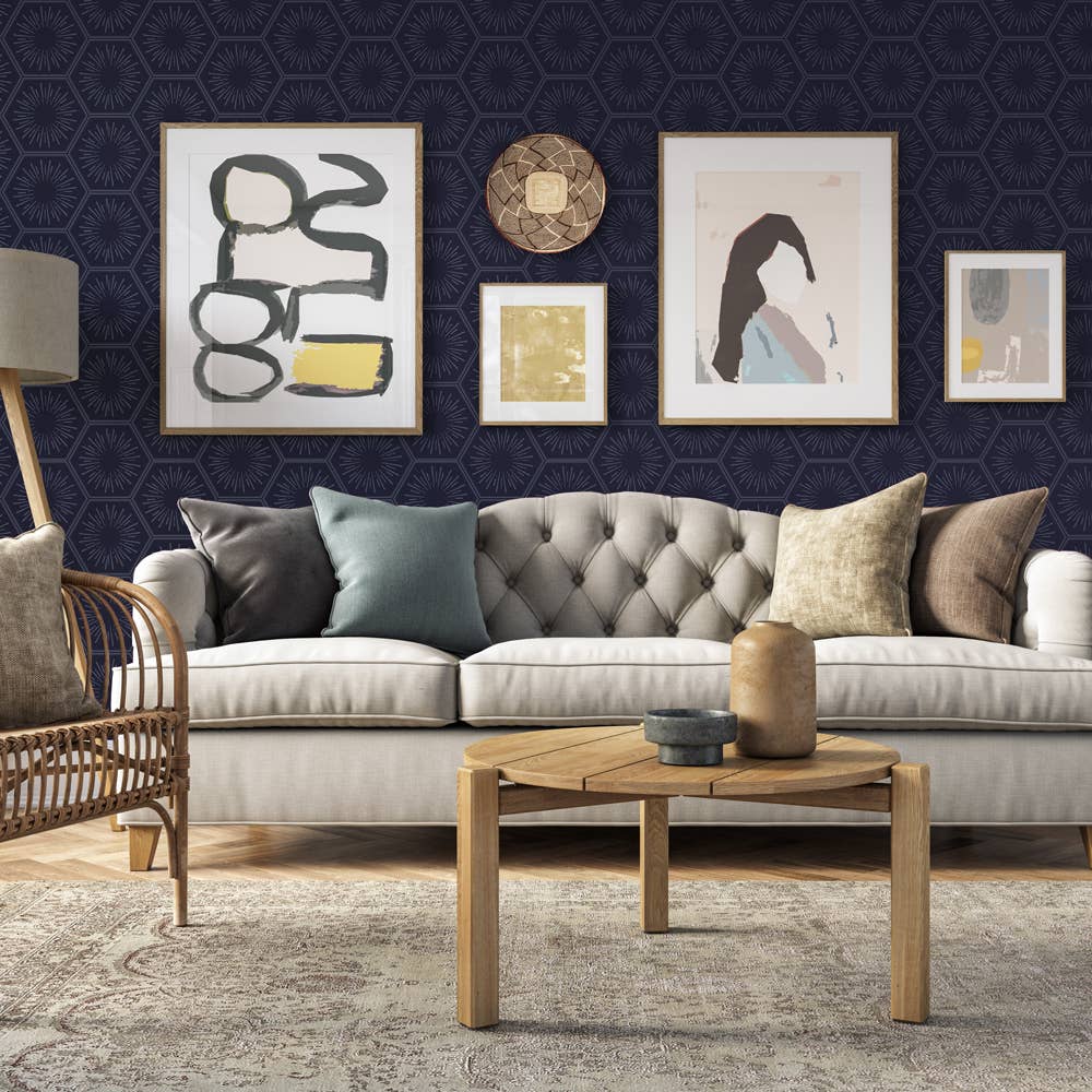 Hello Sunshine Royal Blue P&amp;S Wallpaper, 56 sq. ft.