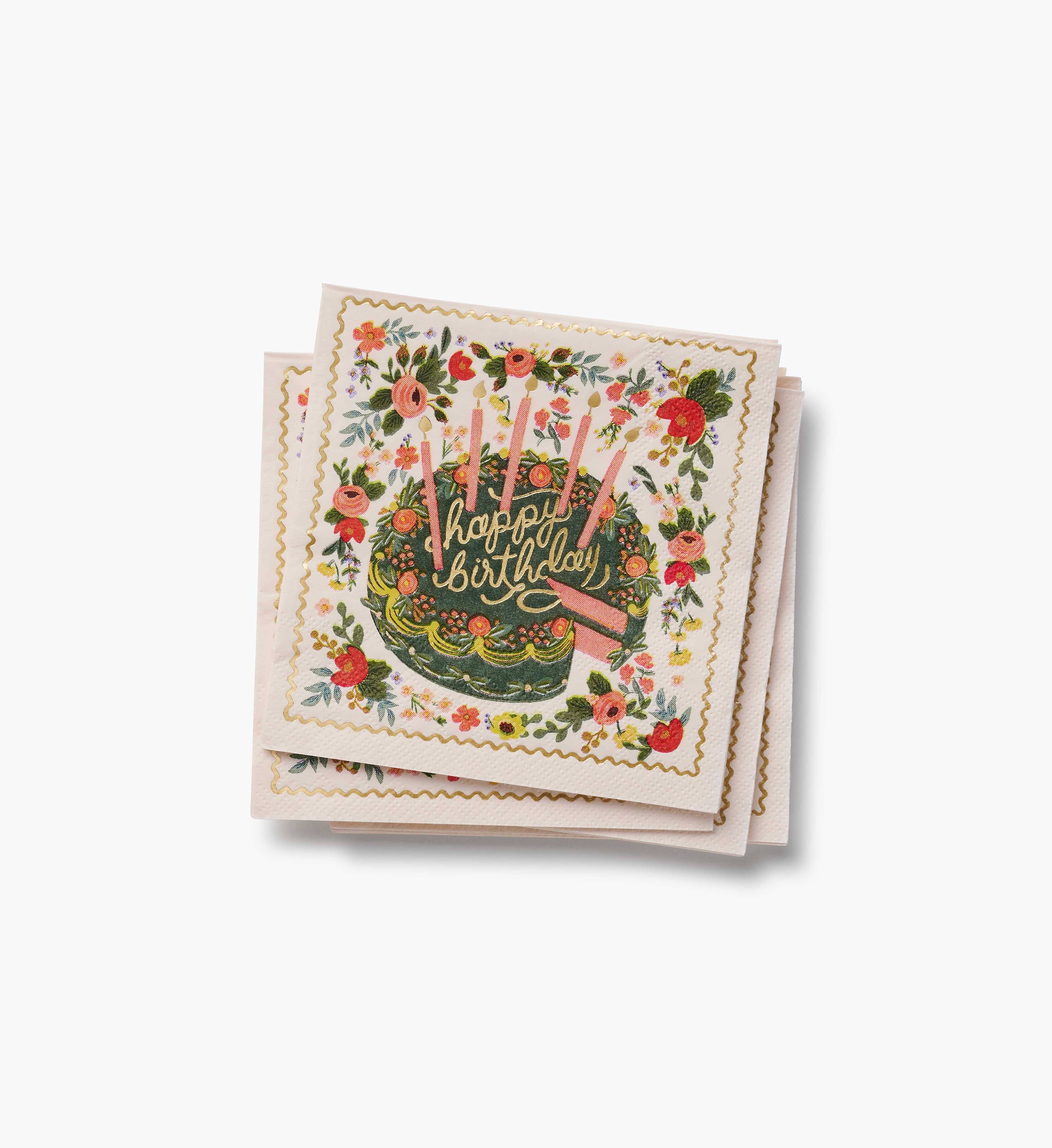 Floral Cake Cocktail Napkins